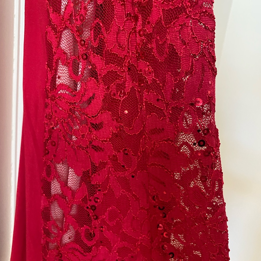 Windsor Red Halter High-Neck Embellished Floor-Length Dress - Picture 3 of 5